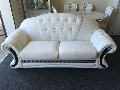 versace white leather sofa